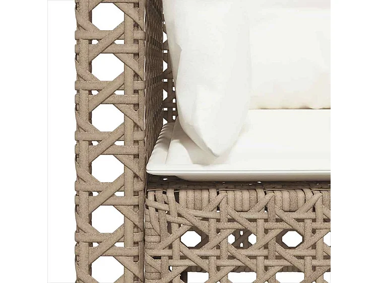 Canapés d'angle de jardin et coussins 2pcs beige résine tressée