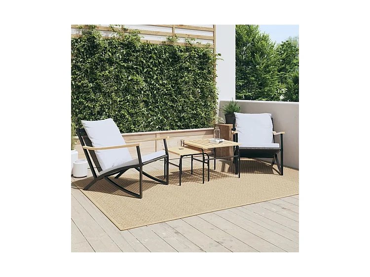 Ensemble de meubles de balcon 4 pcs avec coussins acier noir