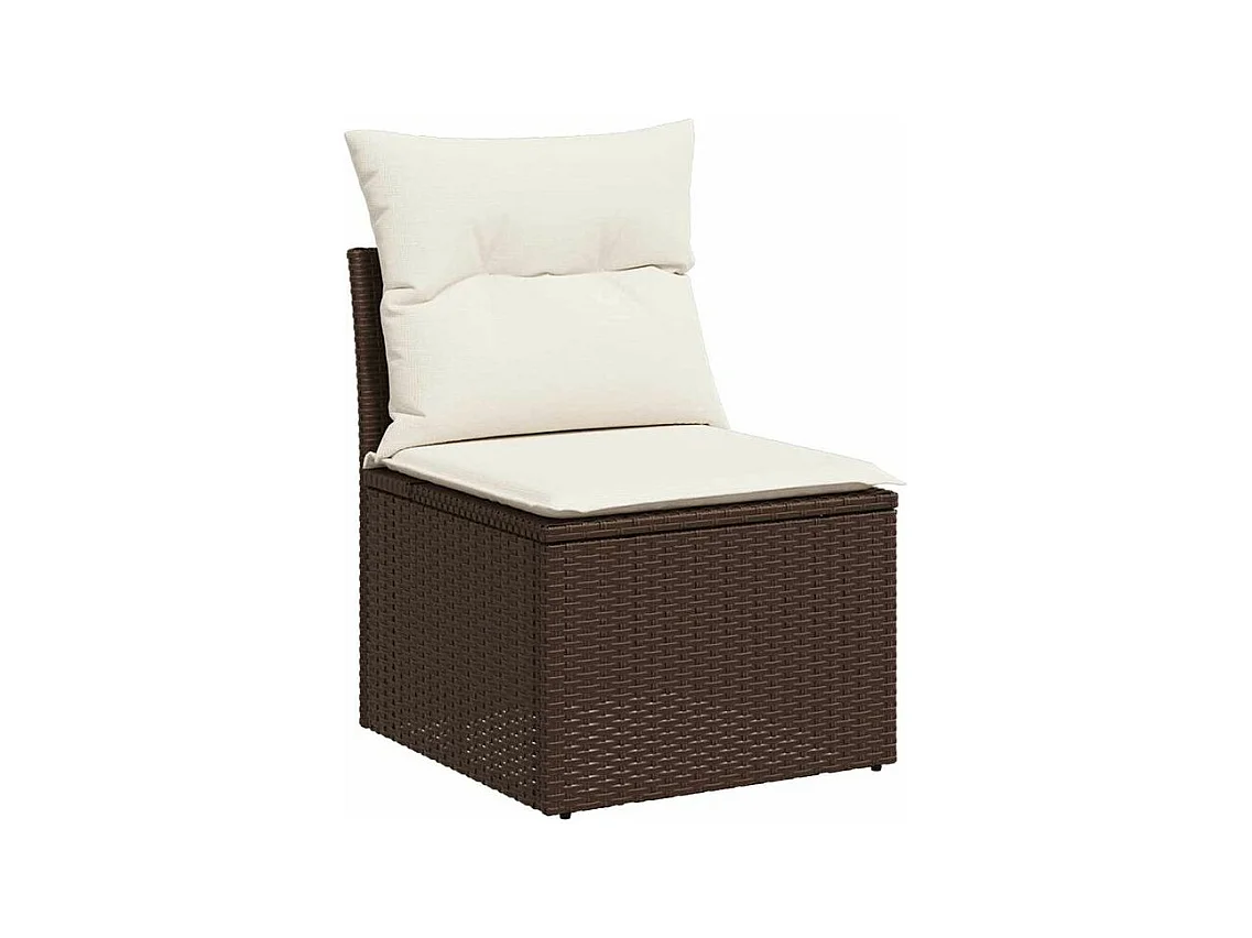 Salon de jardin avec coussins 6 pcs marron résine tressée