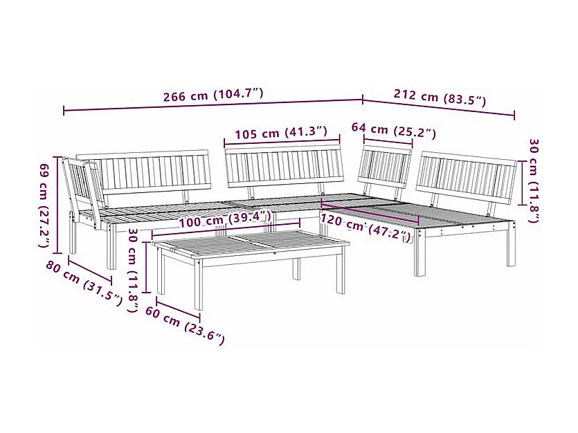 Salon palette de jardin 4 pcs bois d'acacia massif