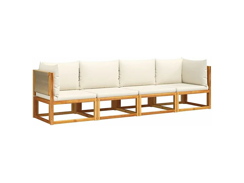 Salon de jardin avec coussins 4 pcs bois d'acacia massif