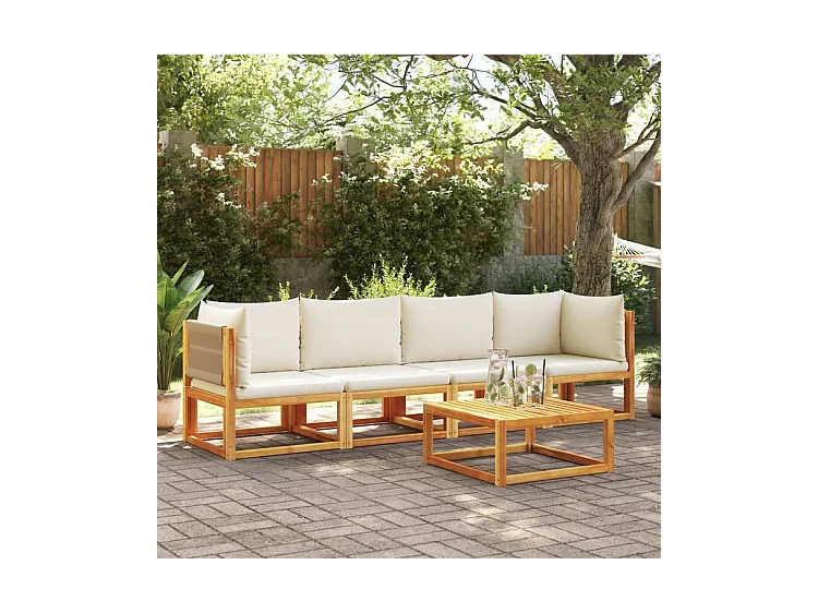 Salon de jardin avec coussins 4 pcs bois d'acacia massif
