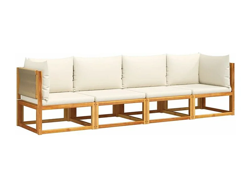 Salon de jardin avec coussins 4 pcs bois d'acacia massif