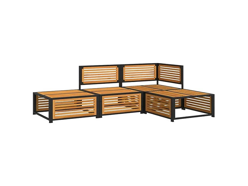 Salon de jardin avec coussins 4 pcs bois d'acacia massif