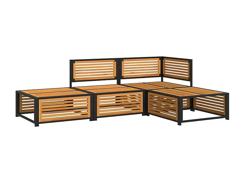 Salon de jardin avec coussins 4 pcs bois d'acacia massif