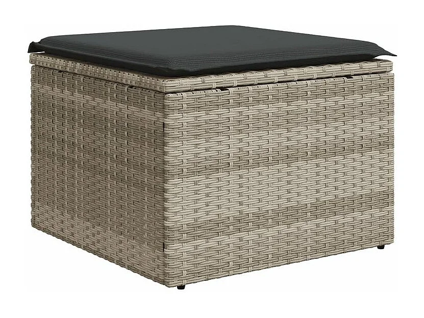 Salon de jardin 6 pcs avec coussins gris clair résine tressée