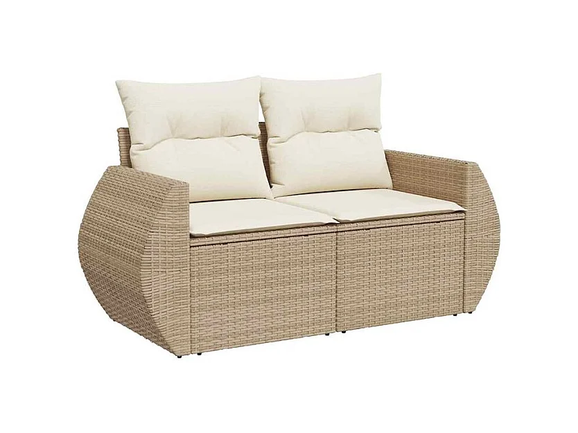 Salon de jardin avec coussins 6 pcs beige résine tressée