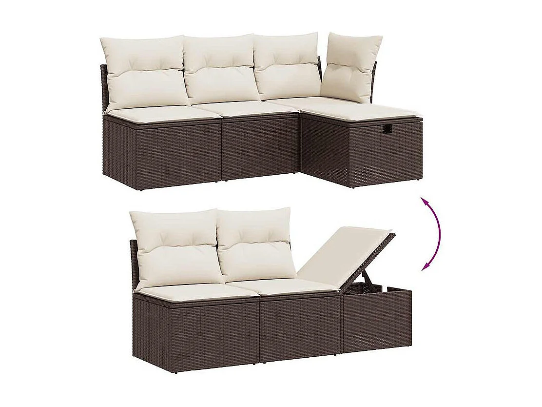 Salon de jardin et coussins 11 pcs marron résine tressée