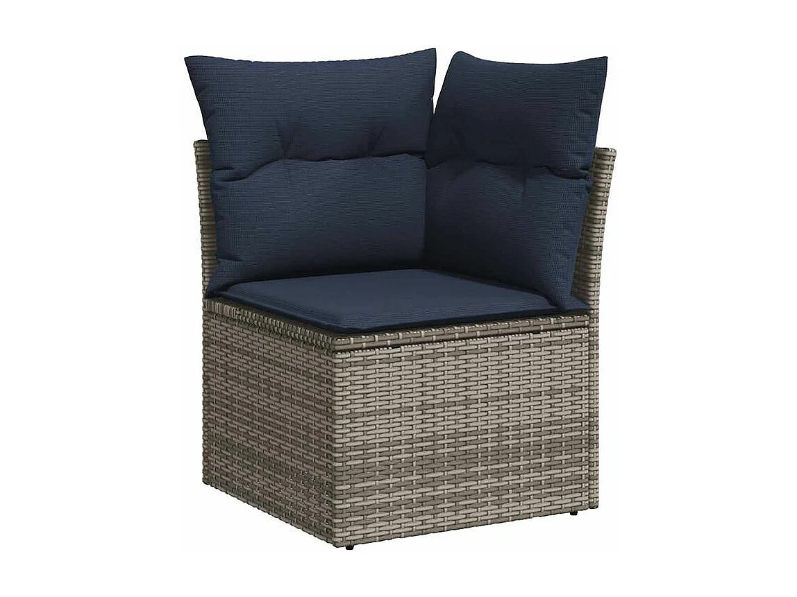 Salon de jardin 6 pcs avec coussins gris résine tressée