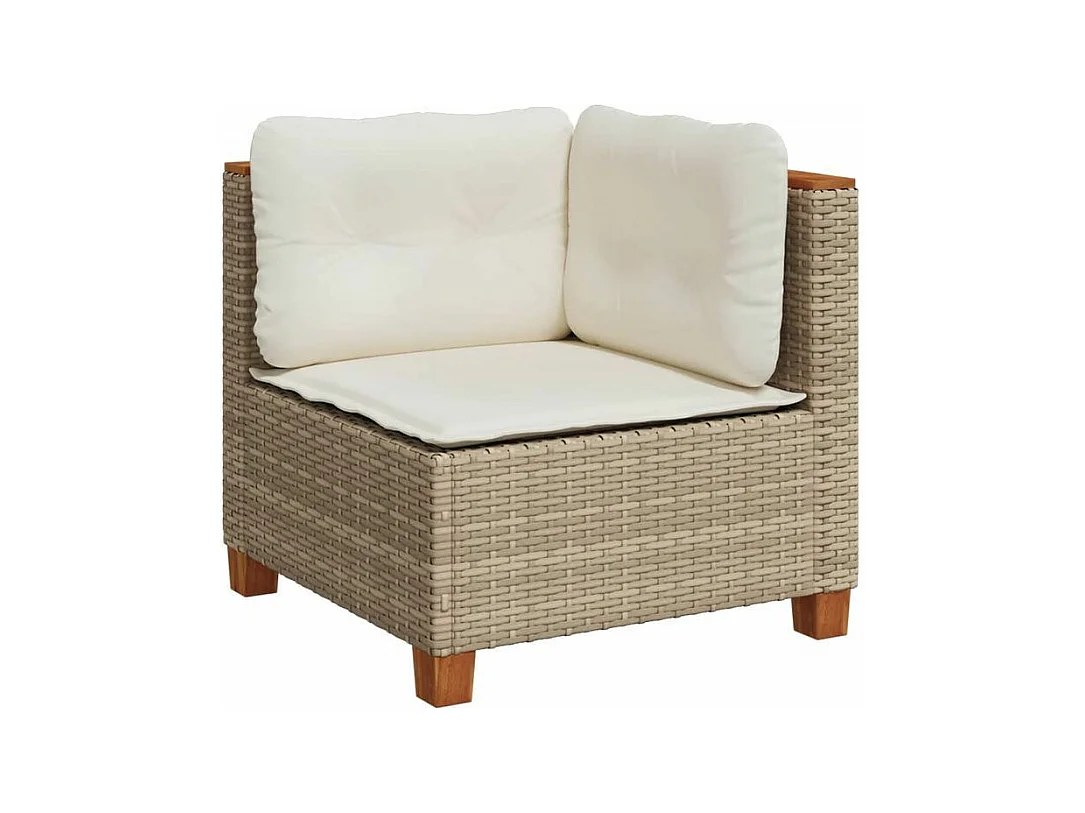 Salon de jardin avec coussins 5 pcs beige résine tressée
