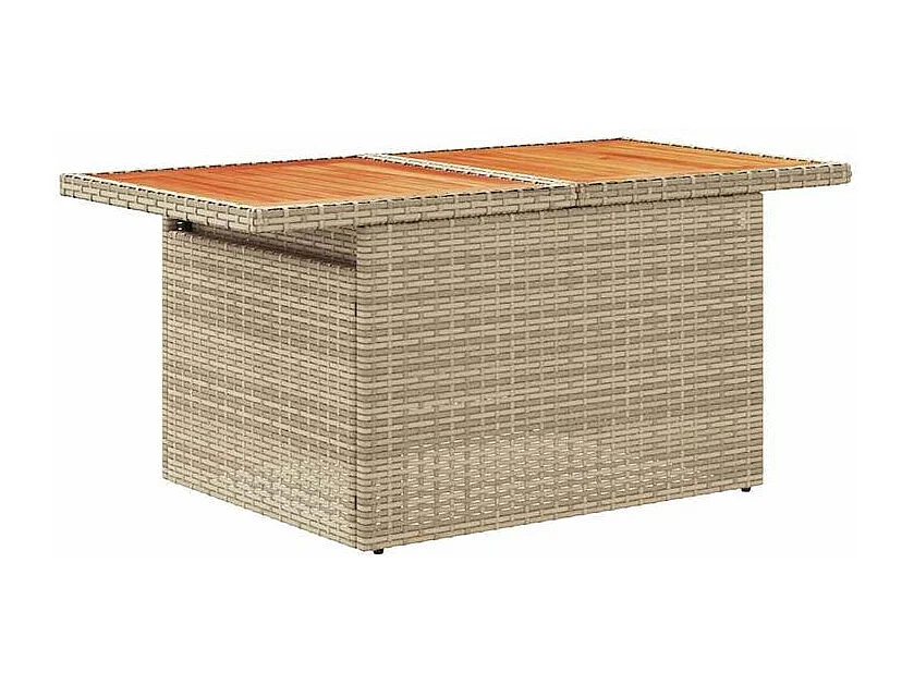 Salon de jardin 6 pcs avec coussins beige résine tressée acacia