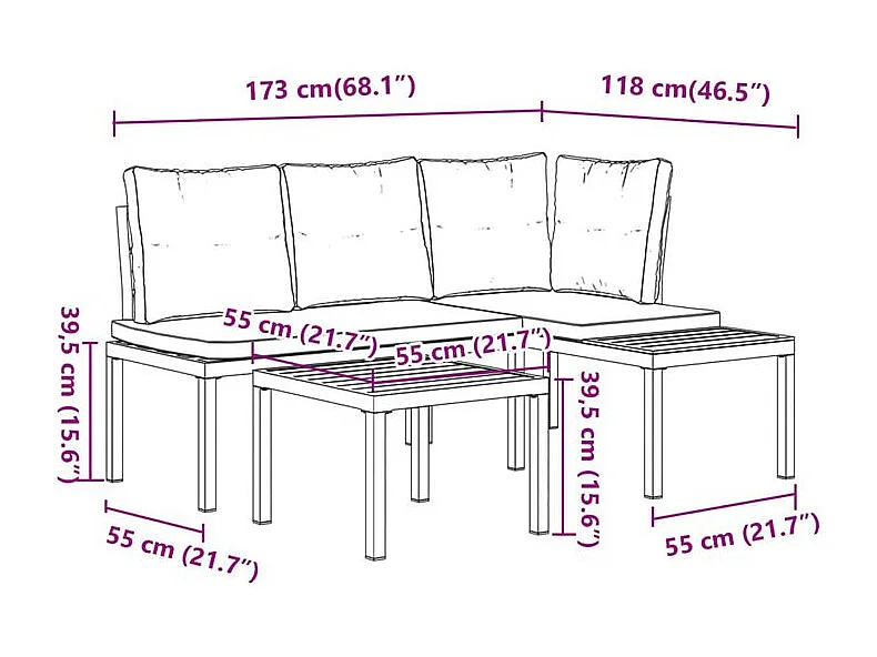 Ensemble de banc de jardin avec coussins 3 pcs noir