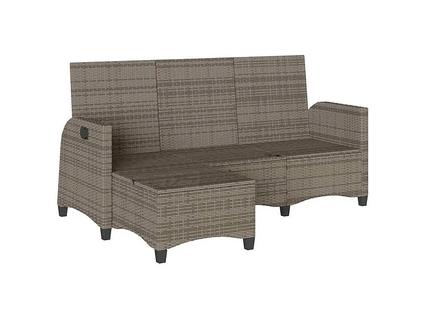 Canapé de jardin inclinable coussins forme de L gris polyrotin