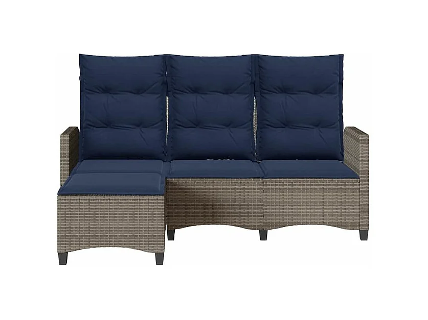 Canapé de jardin inclinable coussins forme de L gris polyrotin