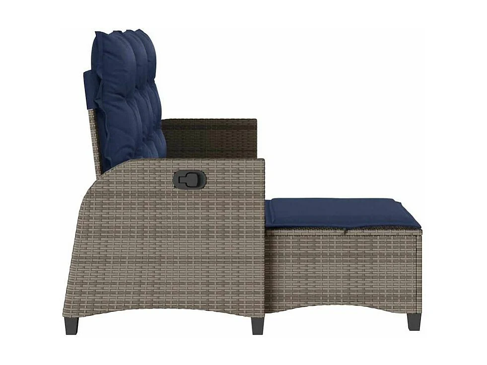 Canapé de jardin inclinable coussins forme de L gris polyrotin