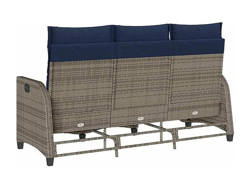 Canapé de jardin inclinable coussins forme de L gris polyrotin