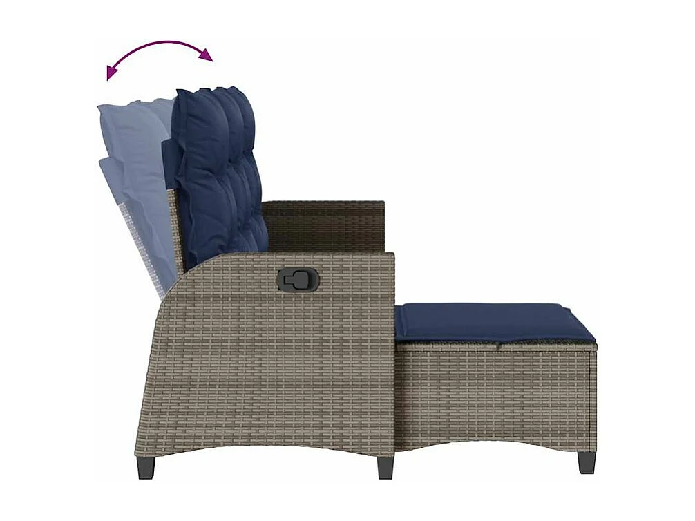 Canapé de jardin inclinable coussins forme de L gris polyrotin