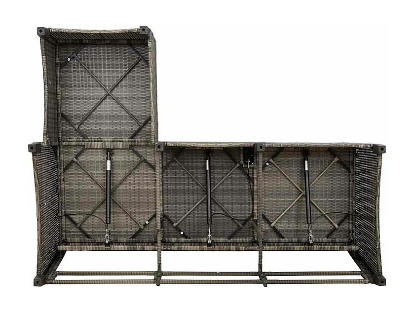 Canapé de jardin inclinable coussins forme de L gris polyrotin