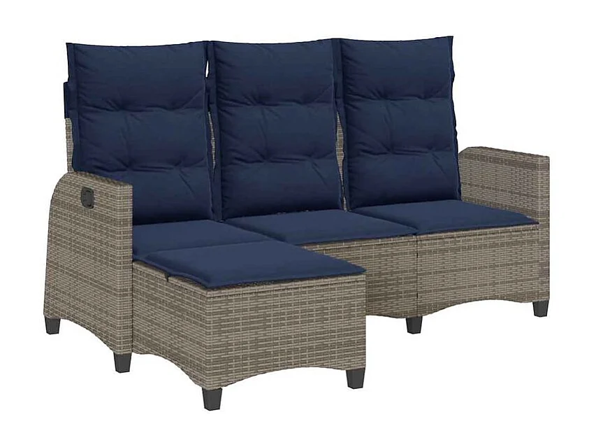 Canapé de jardin inclinable coussins forme de L gris polyrotin