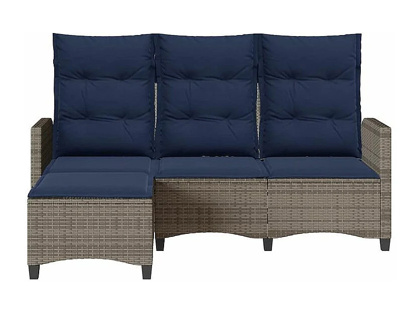 Canapé de jardin inclinable coussins forme de L gris polyrotin