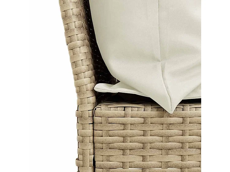 Ensemble à manger de jardin coussins 4 pcs beige résine tressée