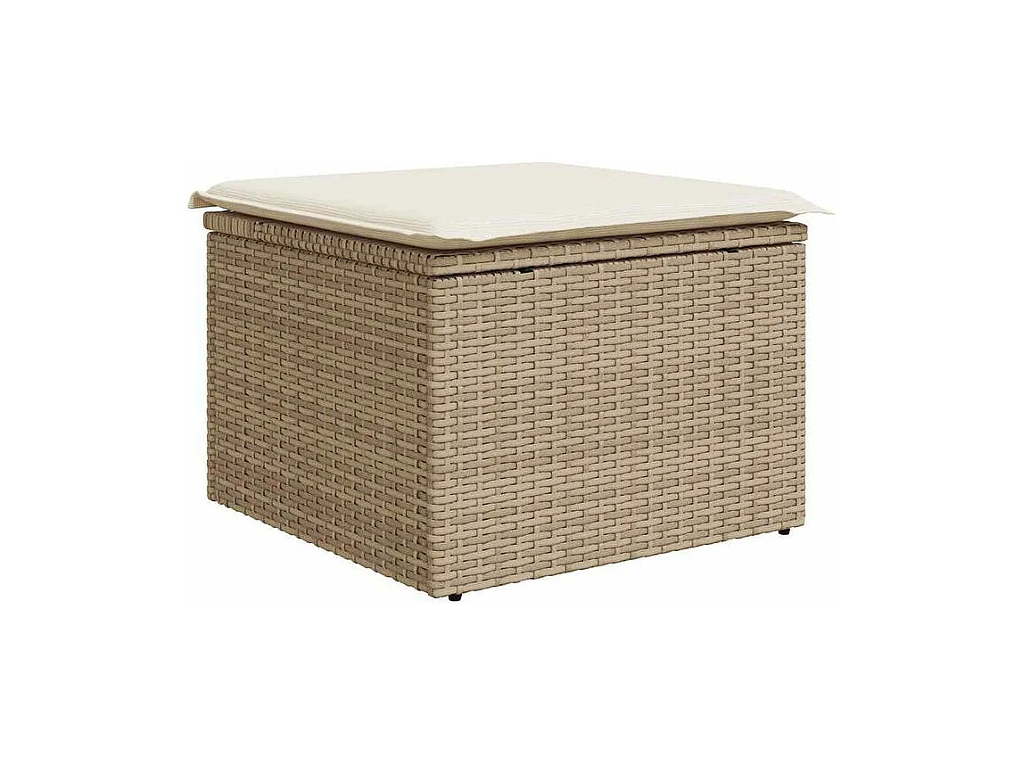 Salon de jardin avec coussins 8 pcs beige résine tressée
