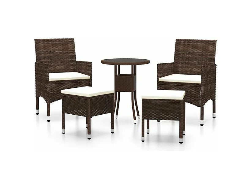 Salon de jardin 5 pcs Résine tressée Marron