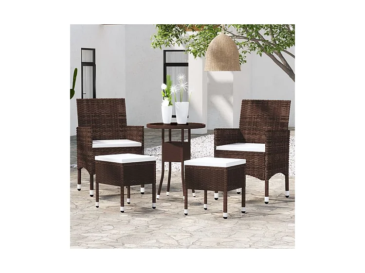 Salon de jardin 5 pcs Résine tressée Marron