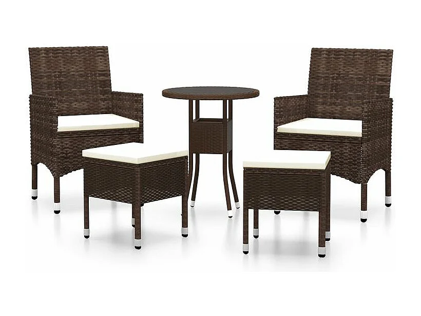 Salon de jardin 5 pcs Résine tressée Marron