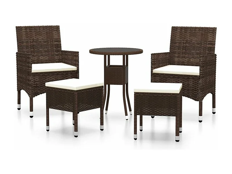 Salon de jardin 5 pcs Résine tressée Marron