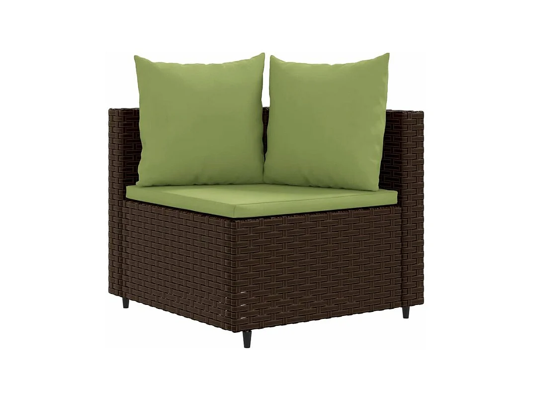 Salon de jardin avec coussins 5 pcs marron résine tressée