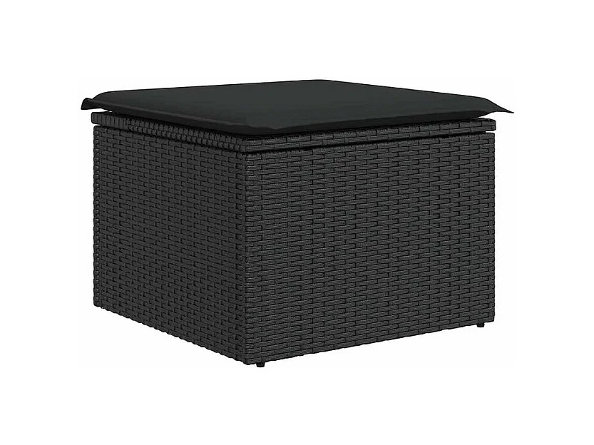 Salon de jardin 6 pcs avec coussins noir résine tressée