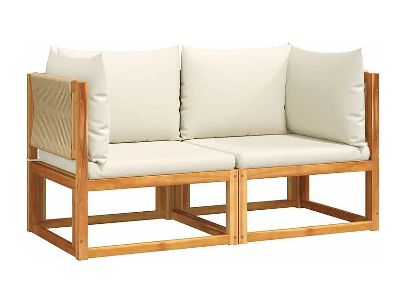 Canapés d'angle de jardin et coussins 2pcs bois massif d'acacia