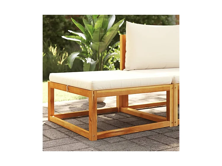 Repose-pied de jardin avec coussins bois massif d'acacia