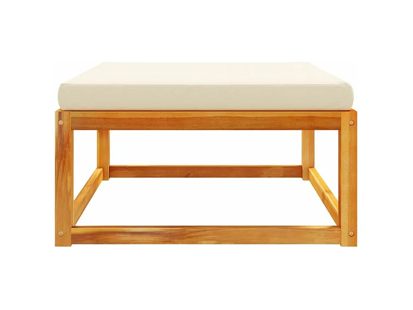 Repose-pied de jardin avec coussins bois massif d'acacia