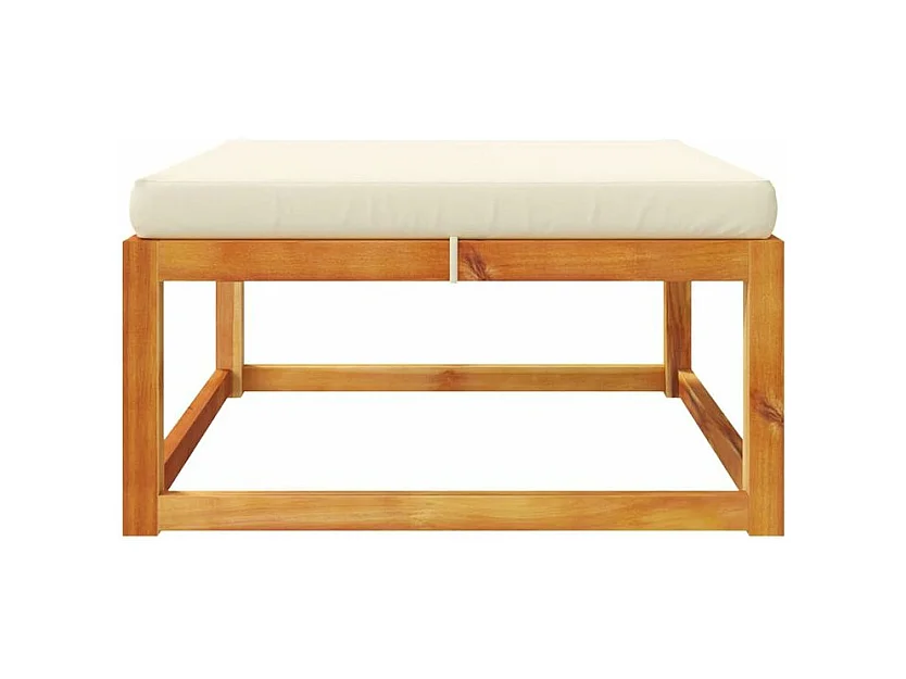 Repose-pied de jardin avec coussins bois massif d'acacia