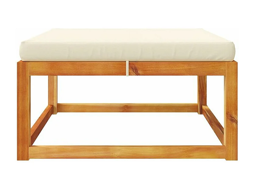 Repose-pied de jardin avec coussins bois massif d'acacia