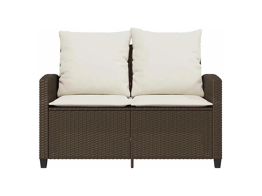 Canapé de jardin 2 places coussins table marron résine tressée