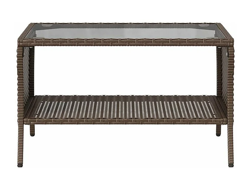 Canapé de jardin 2 places coussins table marron résine tressée