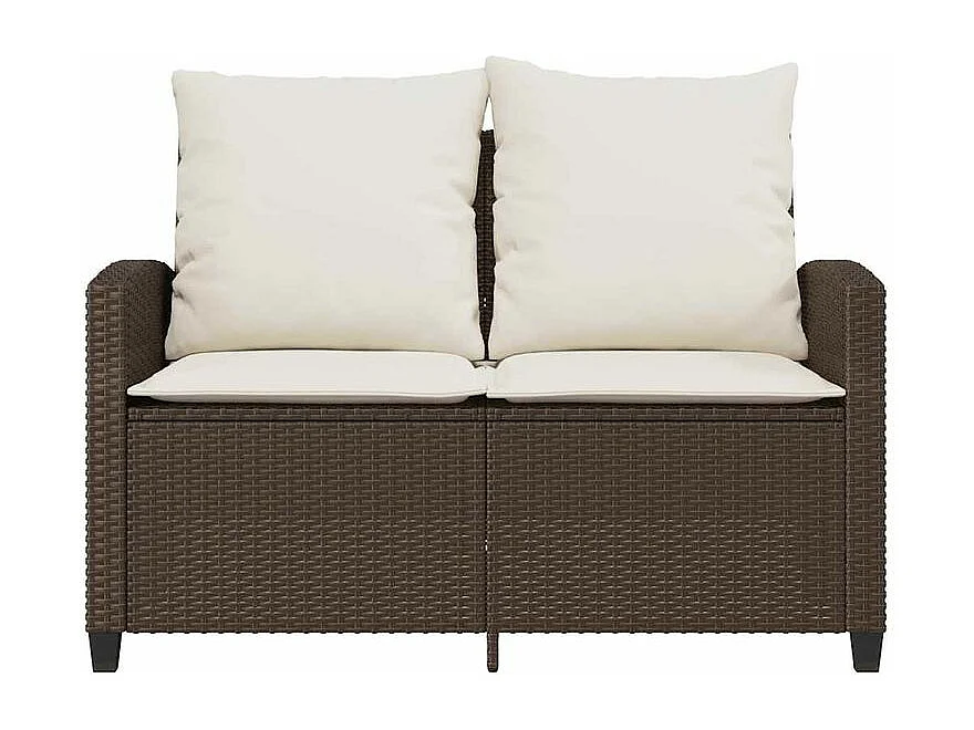 Canapé de jardin 2 places coussins table marron résine tressée