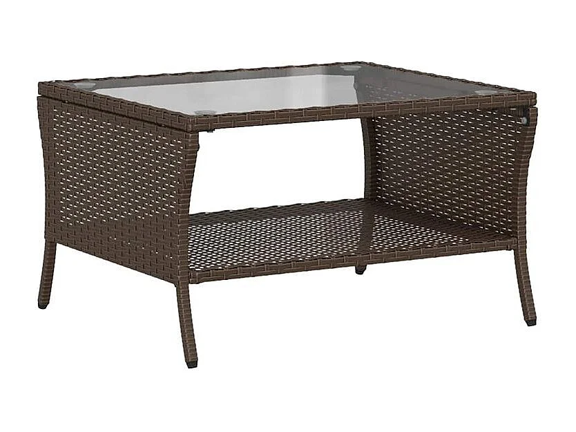 Canapé de jardin 2 places coussins table marron résine tressée