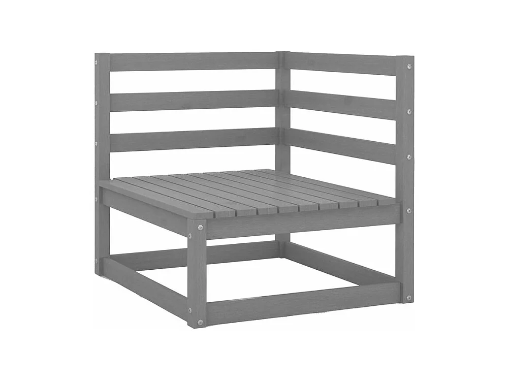 Salon de jardin 3 pcs gris bois de pin massif