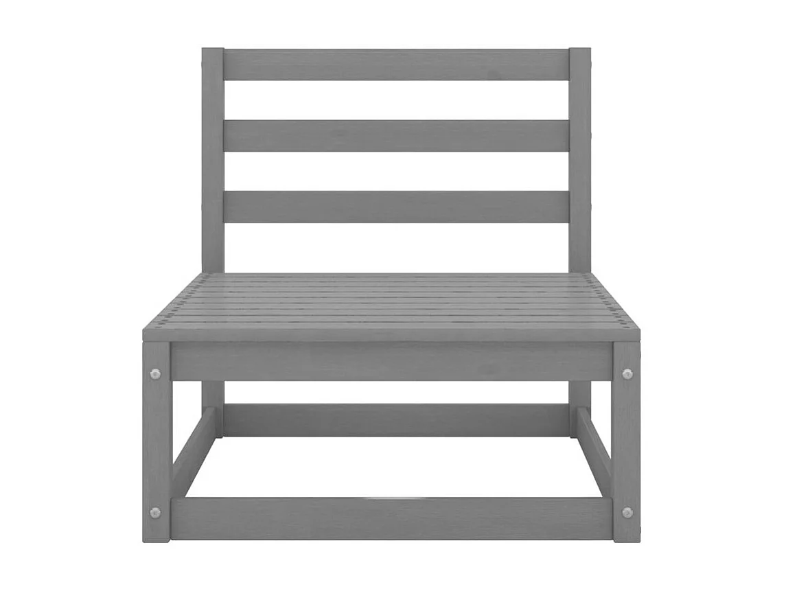 Salon de jardin 3 pcs gris bois de pin massif