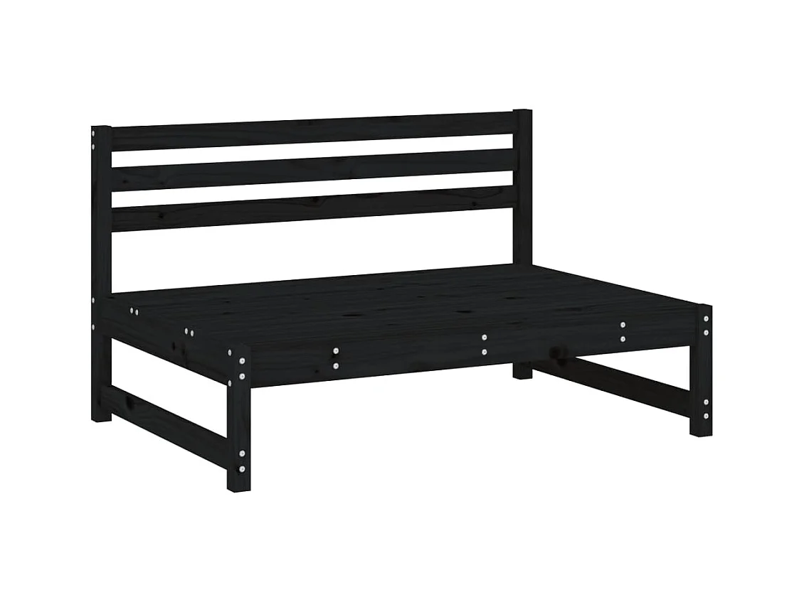 Salon de jardin 4 pcs noir bois massif de pin