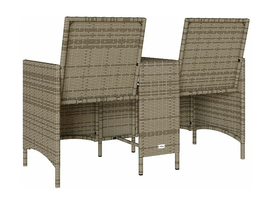 Canapé de jardin 2 places avec table et coussins résine tressée