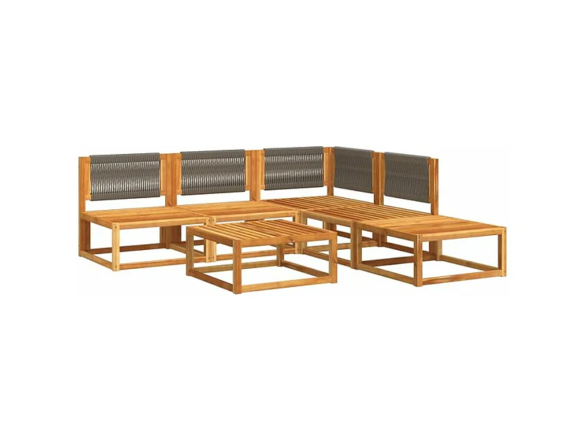 Salon de jardin avec coussins 6 pcs bois d'acacia solide