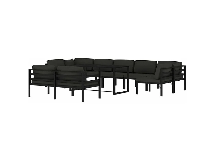 Salon de jardin 10 pcs avec coussins Aluminium Anthracite