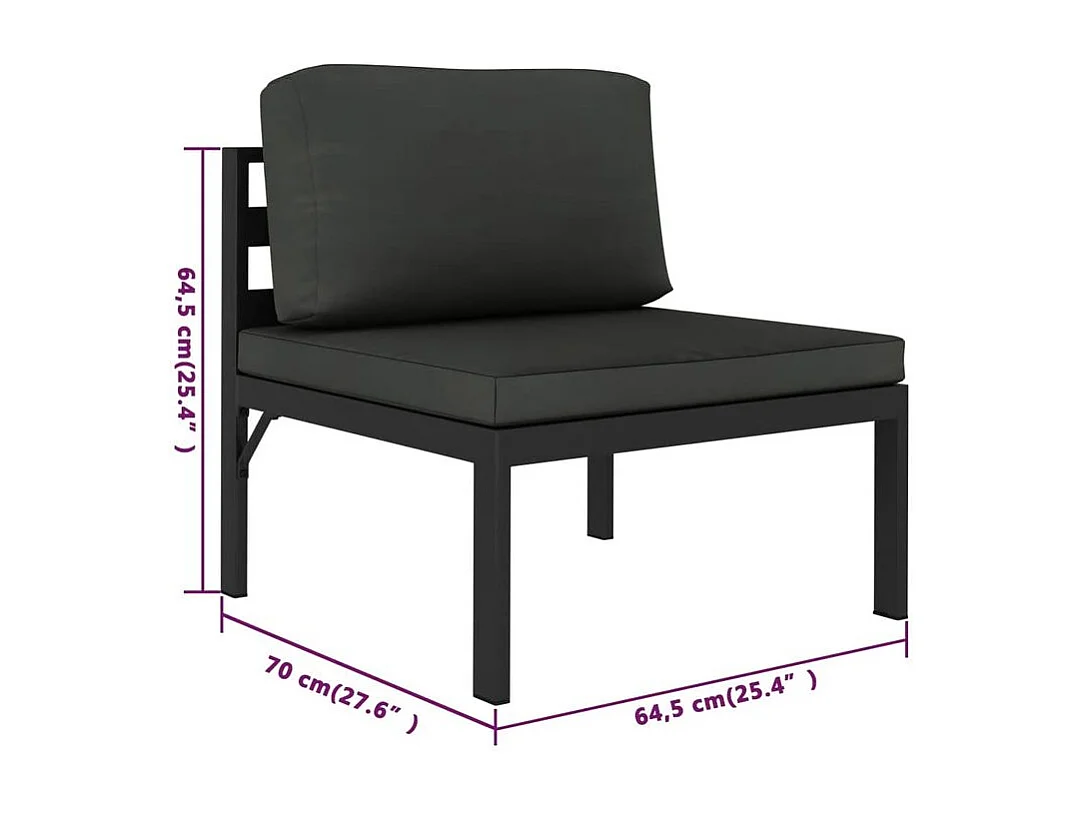 Salon de jardin 10 pcs avec coussins Aluminium Anthracite