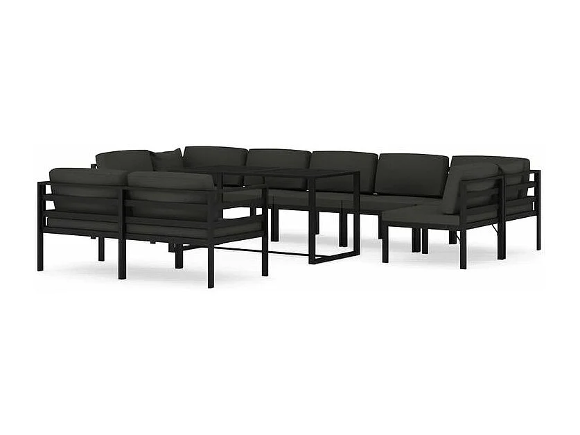 Salon de jardin 10 pcs avec coussins Aluminium Anthracite