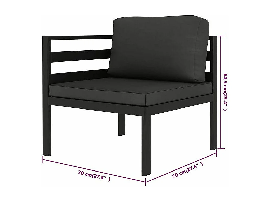 Salon de jardin 10 pcs avec coussins Aluminium Anthracite